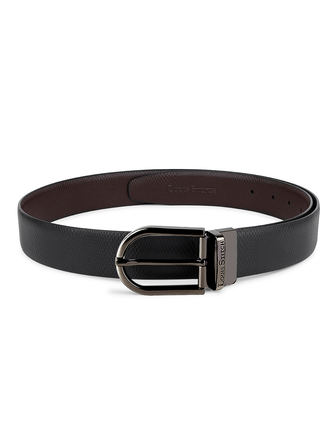 Men's Black & Brown Formal Italian Leather Reversible Belt For Men