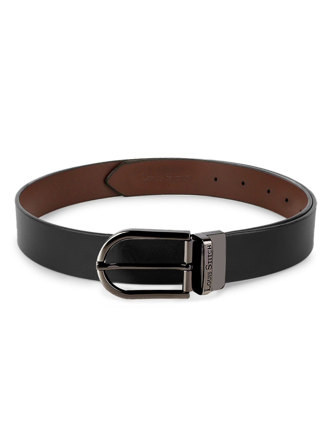 Men's Black & Brown Formal Italian Leather Reversible Belt For Men