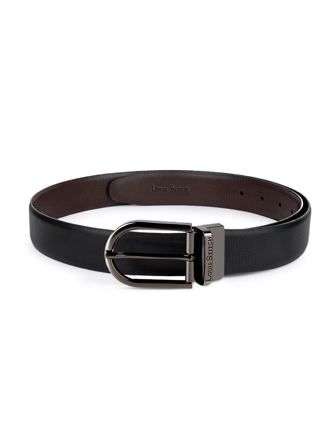 Men's Black & Brown Formal Italian Leather Reversible Belt For Men
