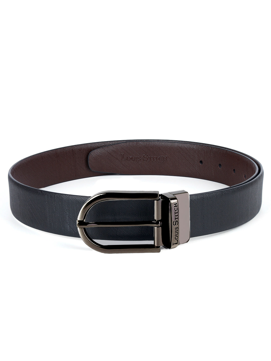 Men's Black & Brown Formal Italian Leather Reversible Belt For Men