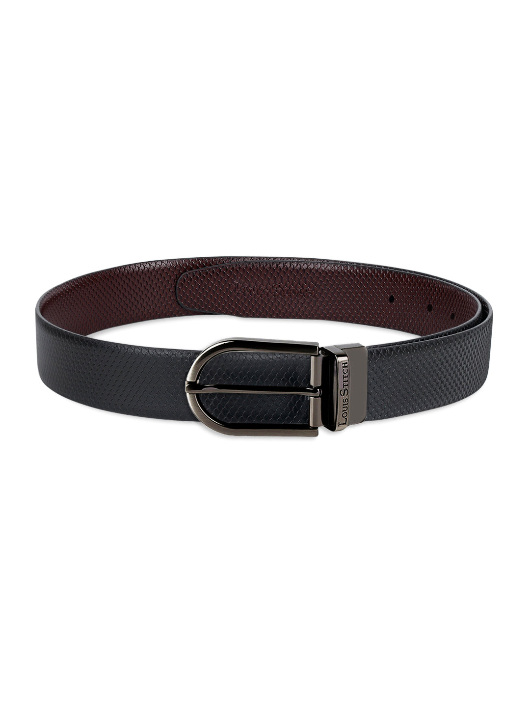 Men's Black & Brown Formal Italian Leather Reversible Belt For Men