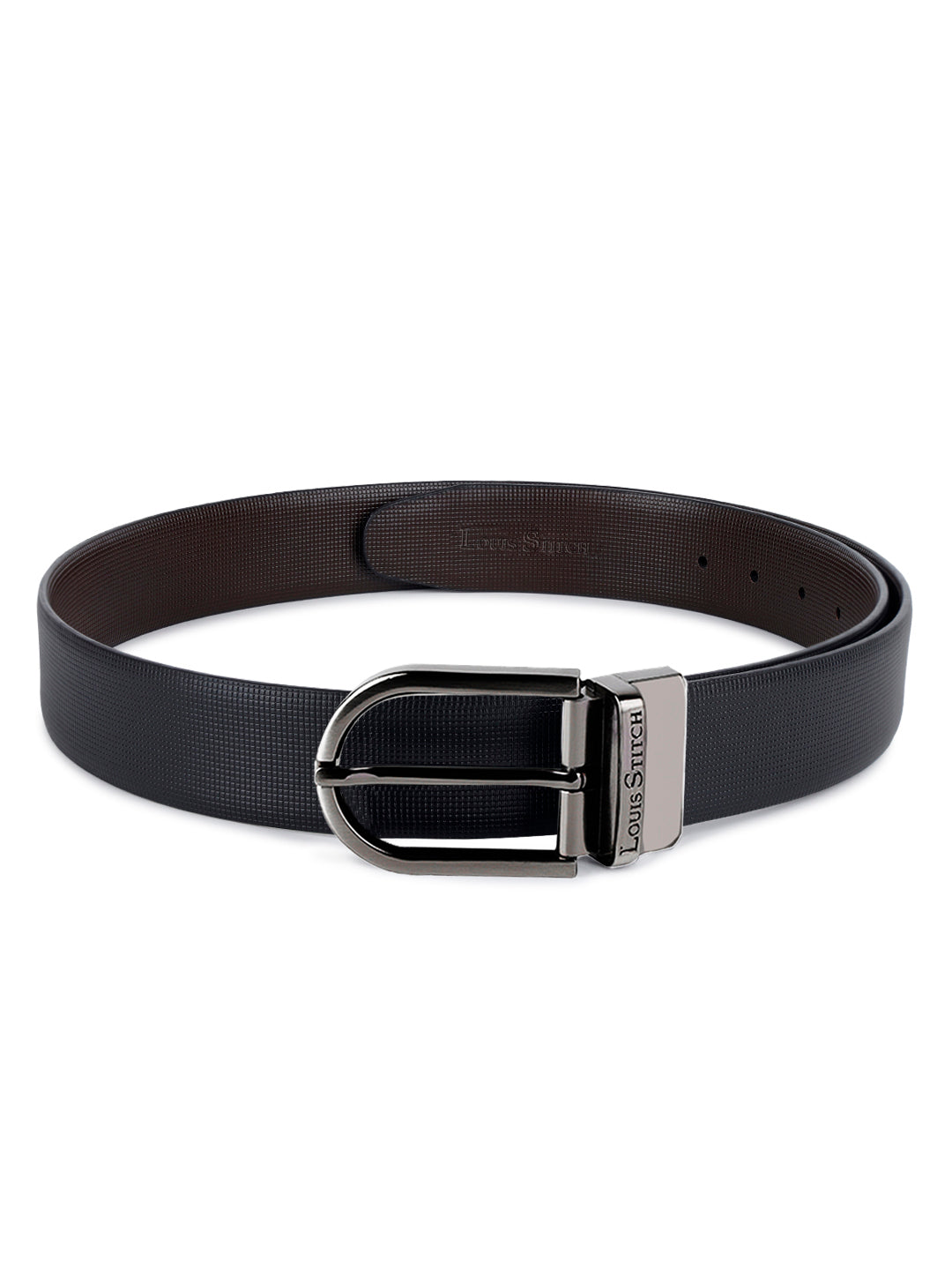 Men's Black & Brown Formal Italian Leather Reversible Belt For Men