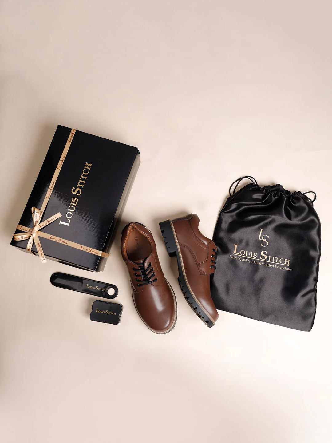 Tan Handcrafted Derby Lace Up Boots