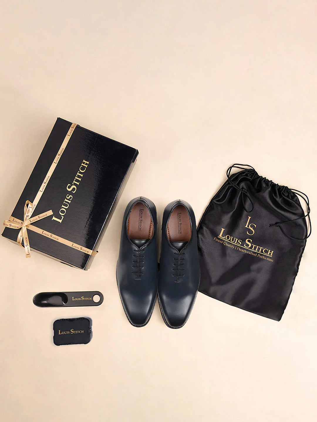 Federal Blue Handcrafted Lace-Up Wholecut Derby Shoe