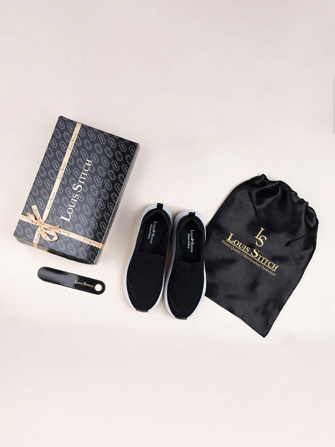 Black Flyknit Slip-On Sneakers For Men