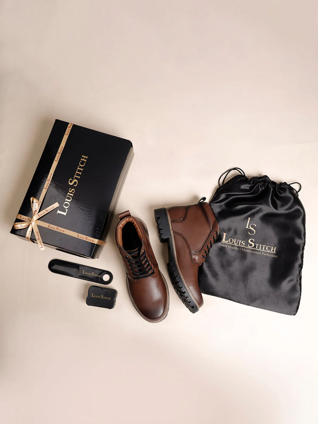 Tan Handcrafted Derby Lace Up Boots