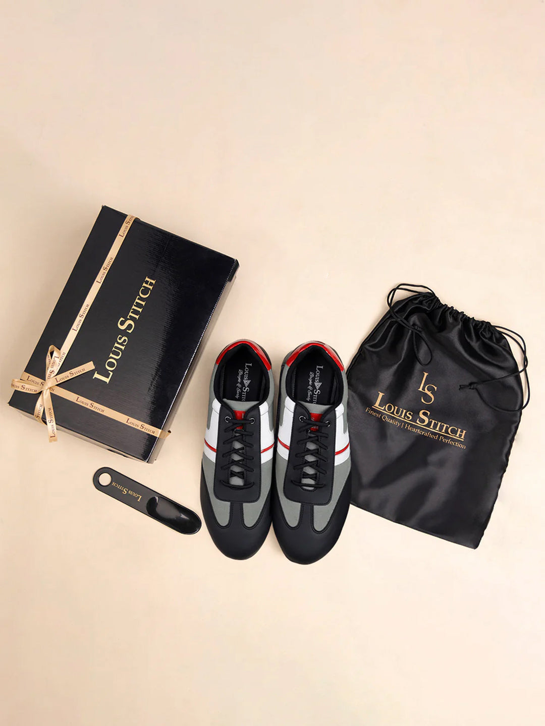 Egyptian Black Fashion Color Blocked Lace-Up Sneaker