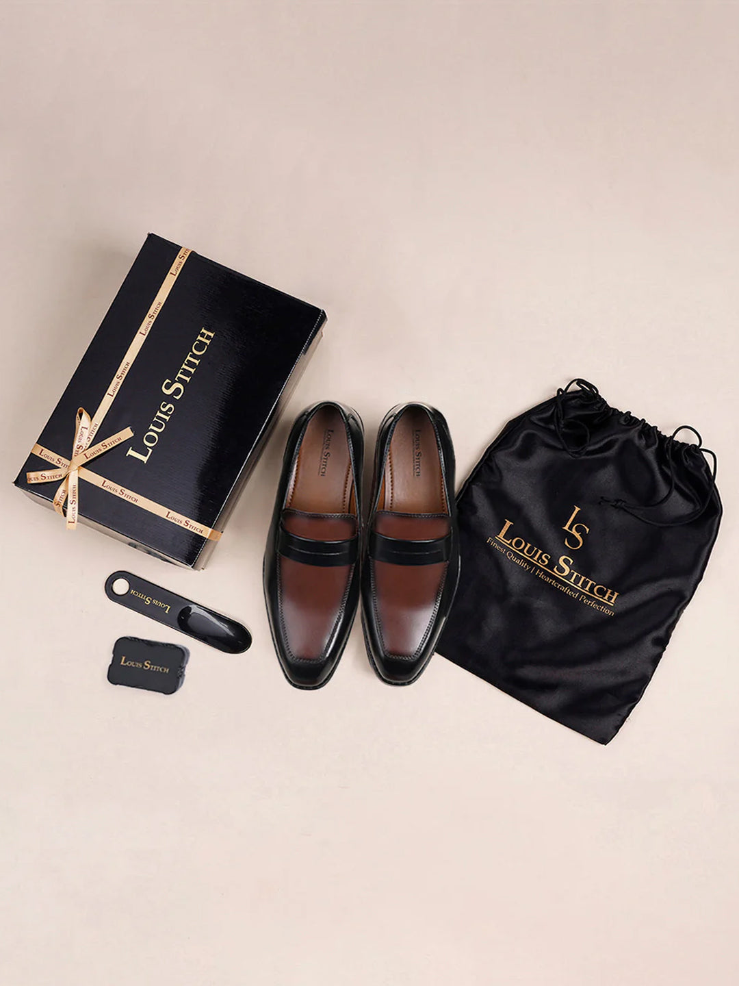 Tan and Black Handcrafted Dual Tone Moccasins Slipon