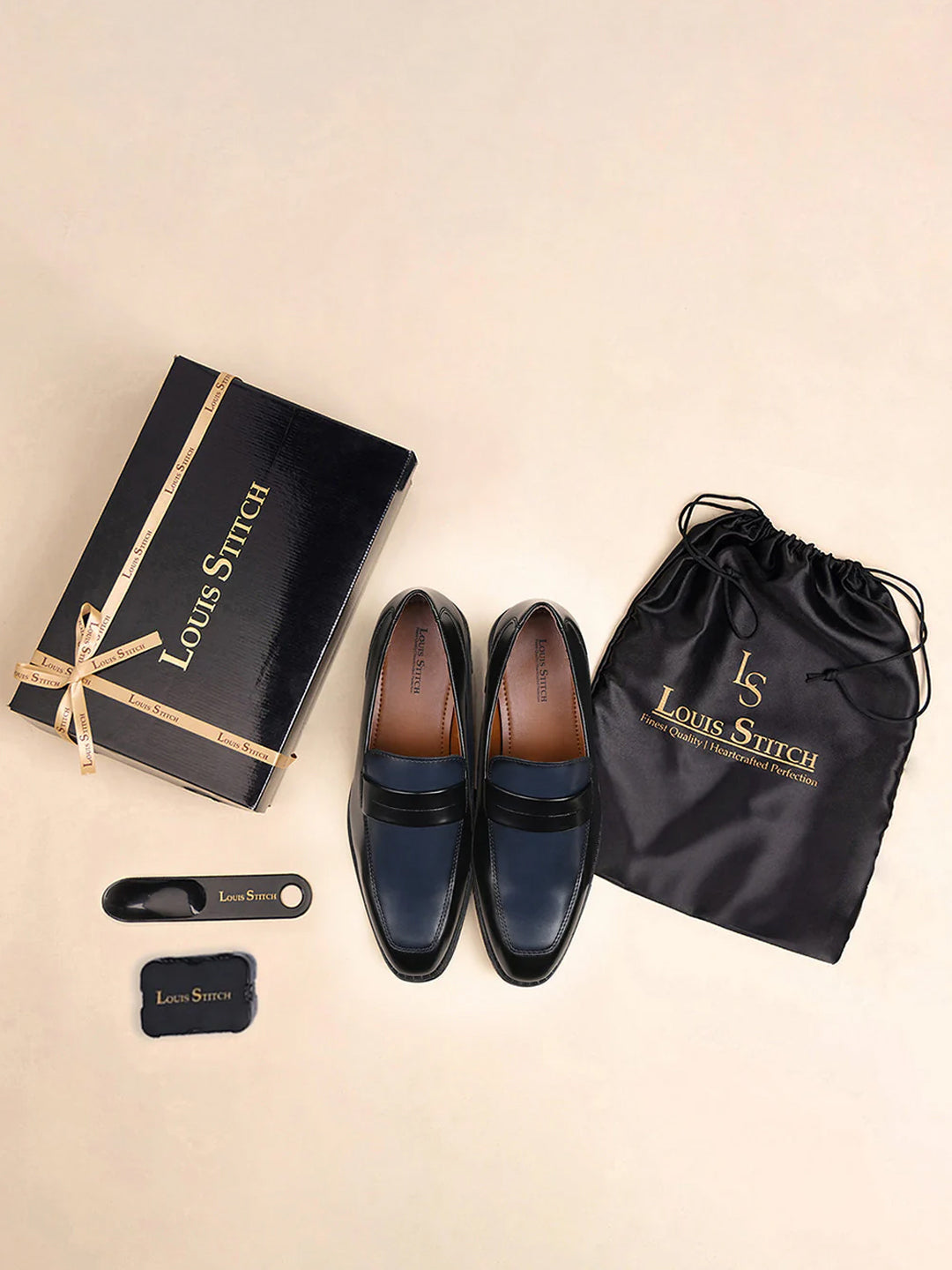 Black and Blue Handcrafted Dual Tone Moccasins Slipon