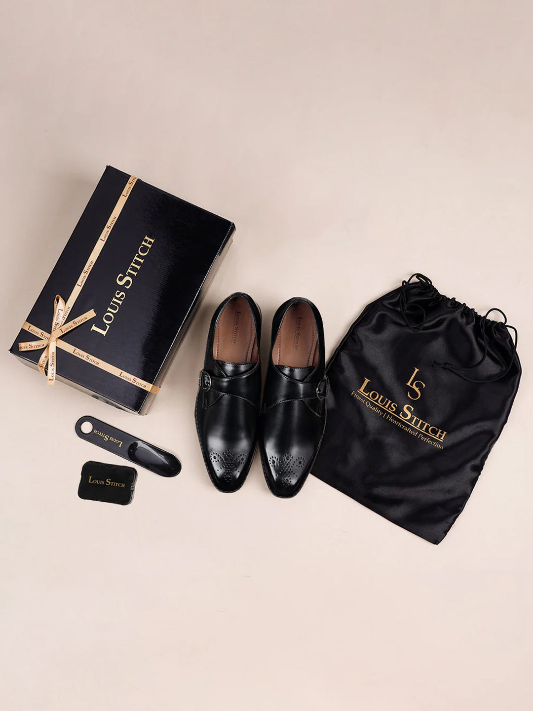 Jet Black Handcrafted Monks Slipon Shoe