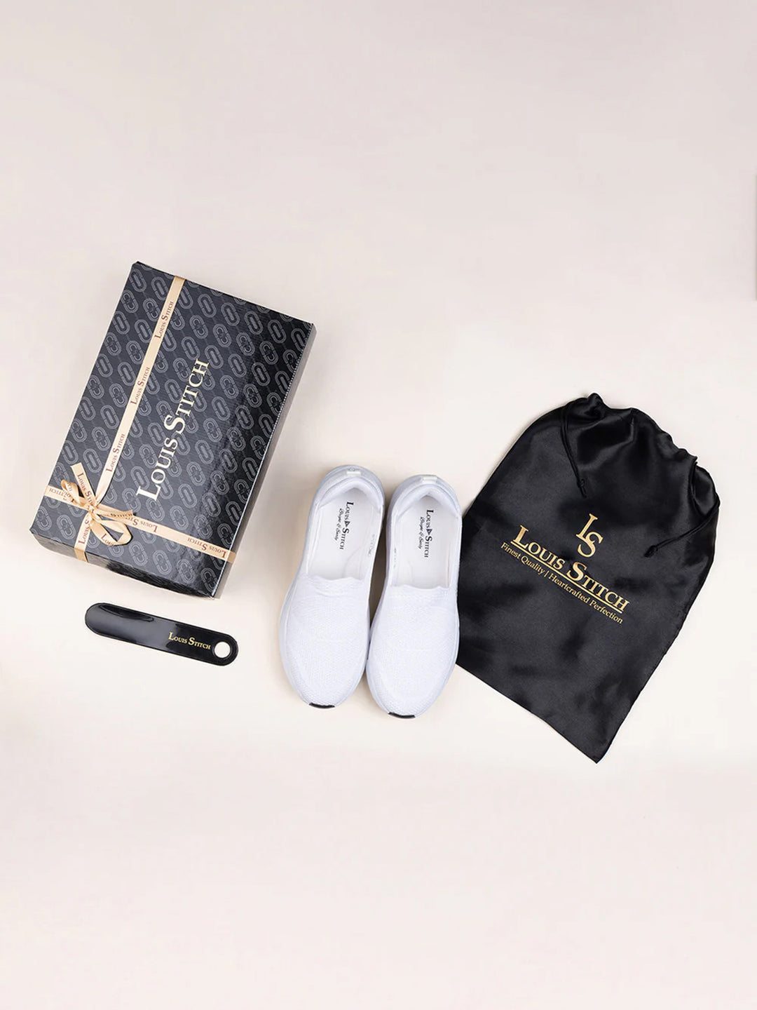 White Flyknit Slip-On Sneakers For Men