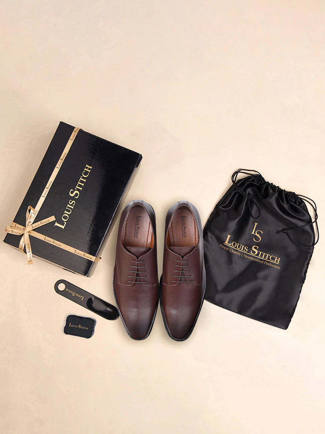 Brunette Brown Egyptian Crust Leather Derby Shoes