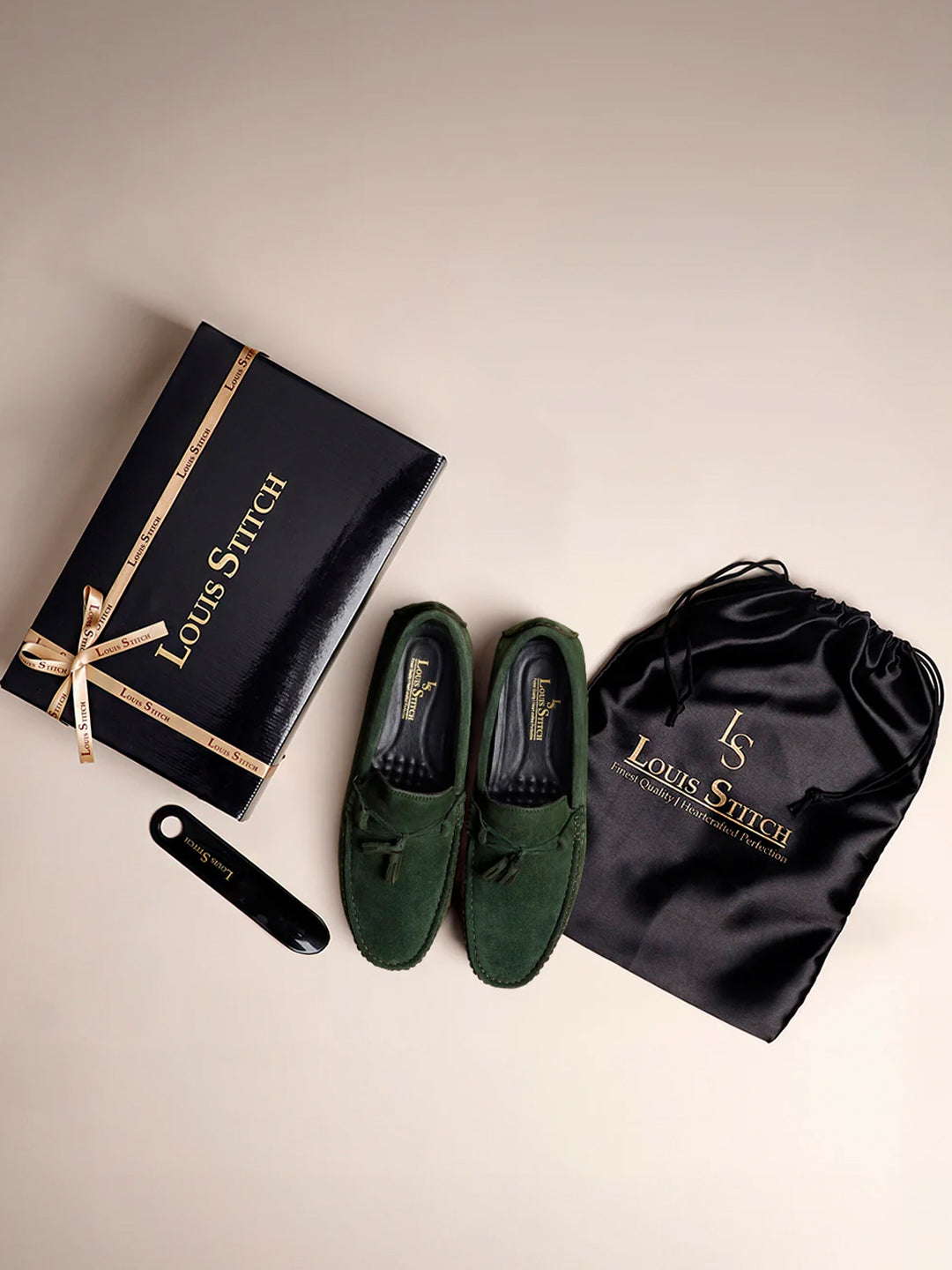 Seaweed Green Handmade Italian Suede Leather Penny Tassel Loafers