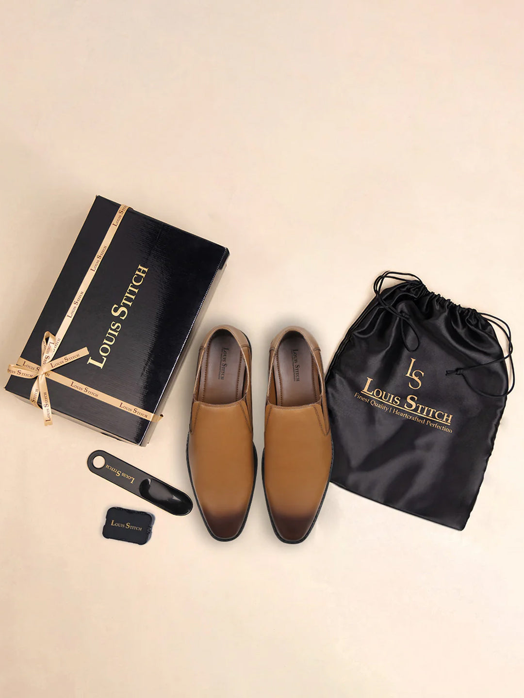 British Tan Egyptian Crust Leather Slip-On Shoes