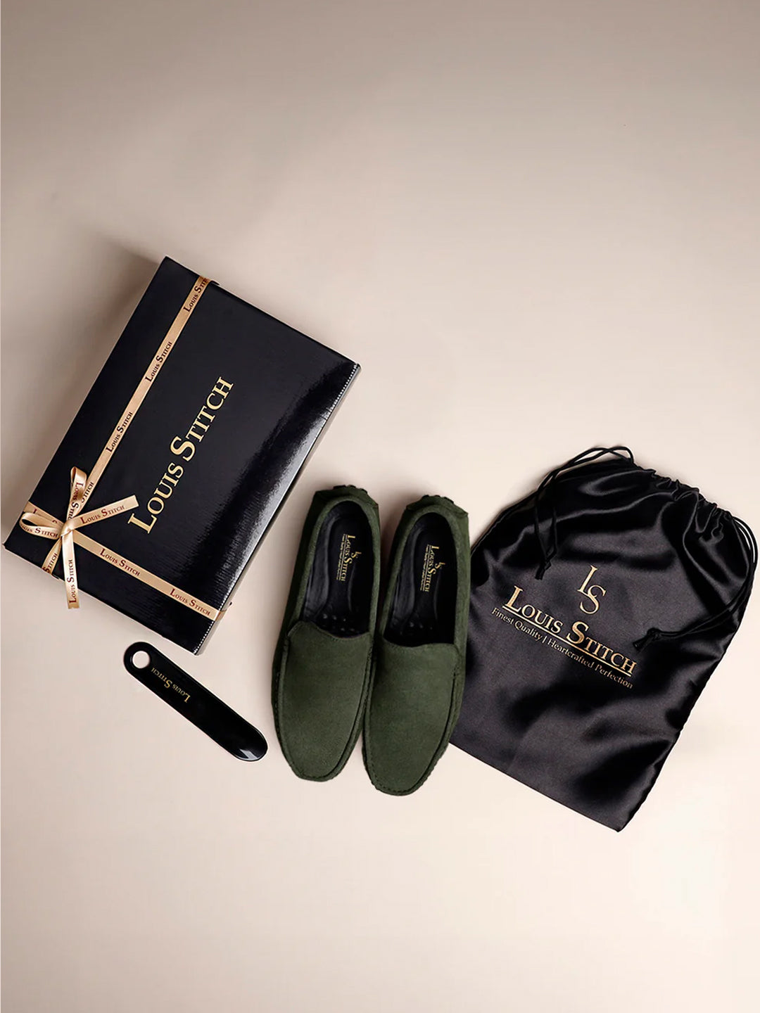 Seaweed Green Handmade Italian Suede Leather Slip-On Penny Loafers