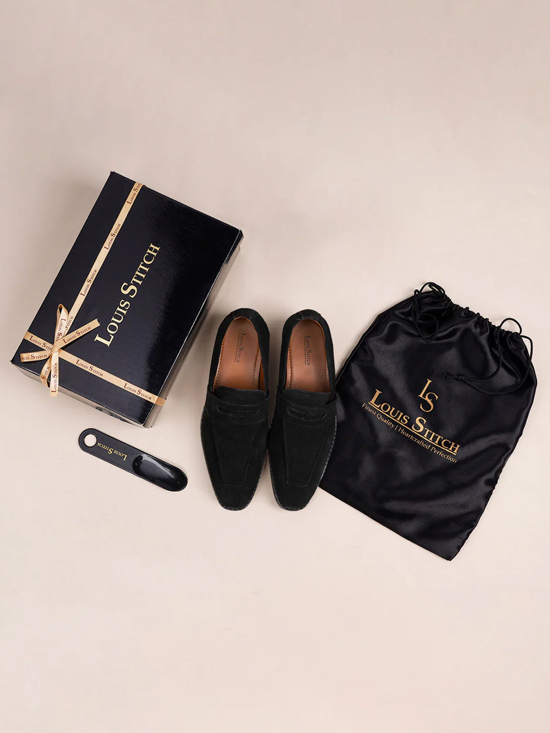 Jet Black Handcrafted Italian Suede Leather Moccasin Shoes