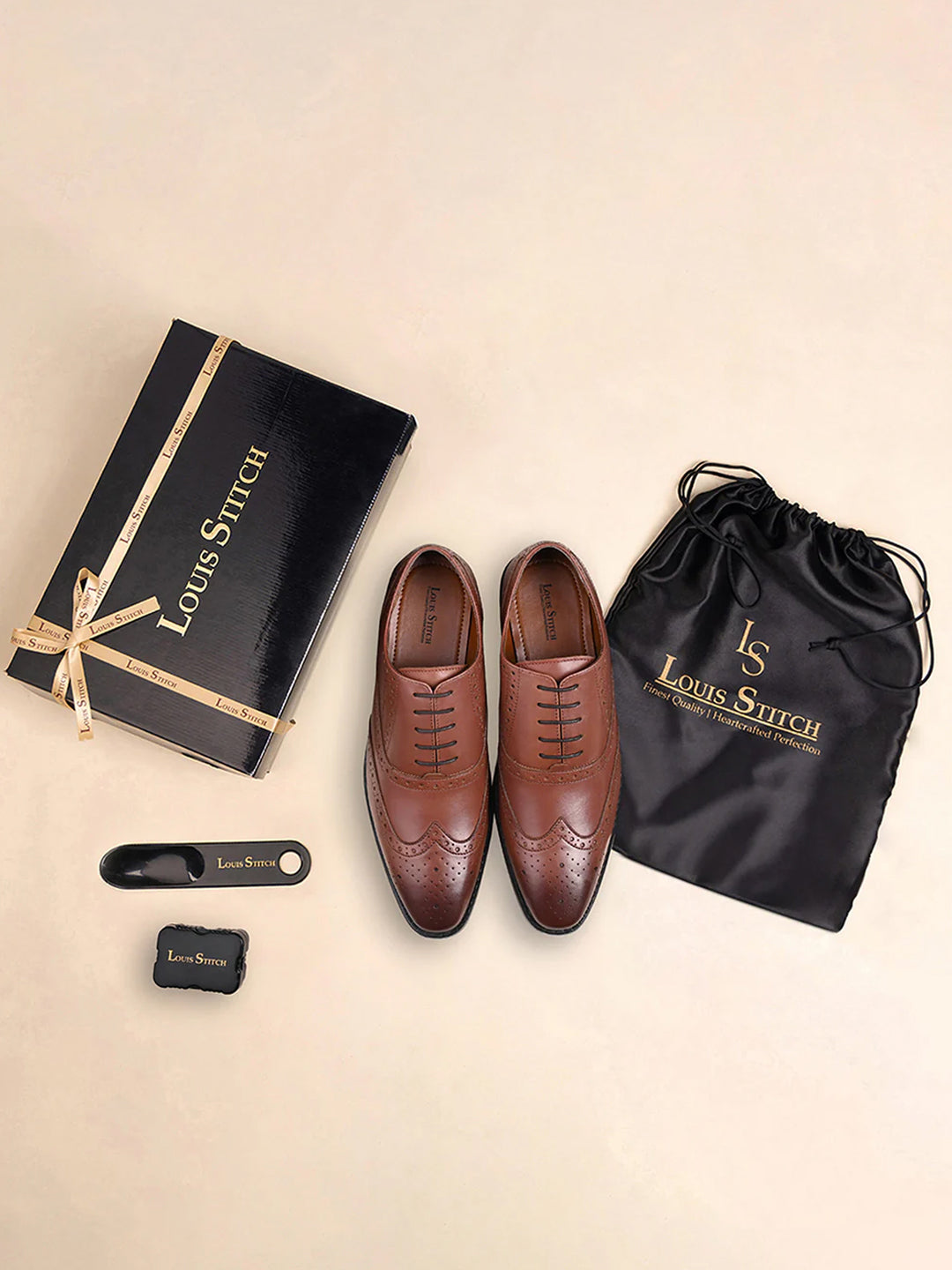 Tan Egyptian Crust Leather Brogue Shoes