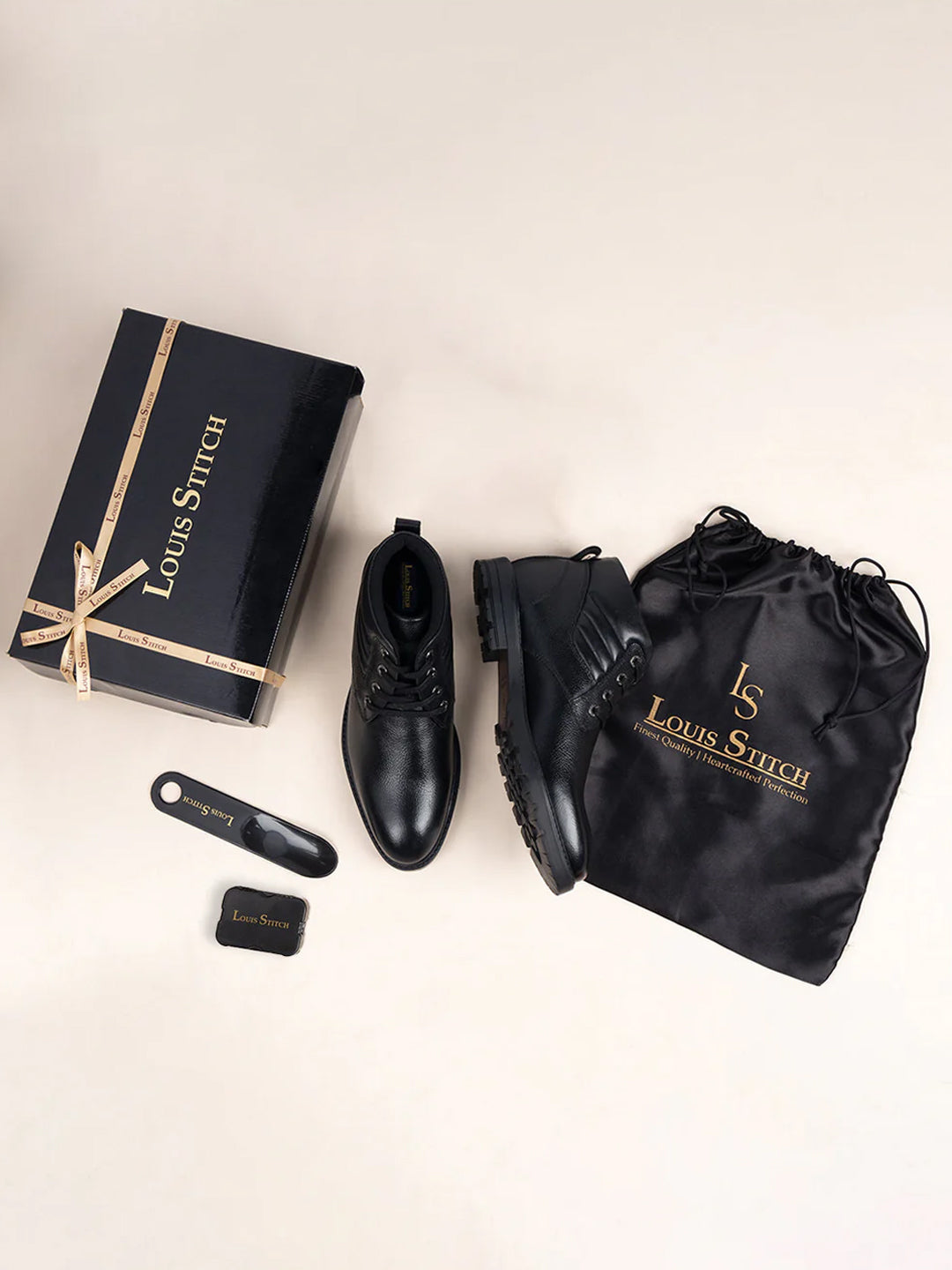 Jet Black Handcrafted Italian Leather High Ankle Chukka Boots