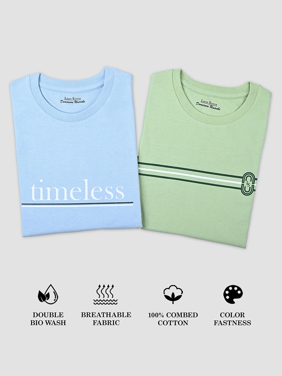 Men's Super Combed Cotton Regular Fit Pack of 2 Roundneck T-shirts