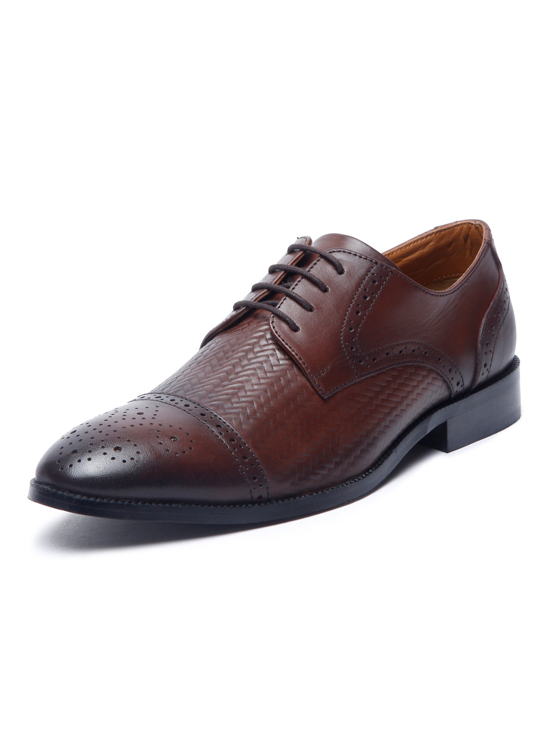 Brunette Brown Handmade Premium Italian Leather Weaved Oxfords