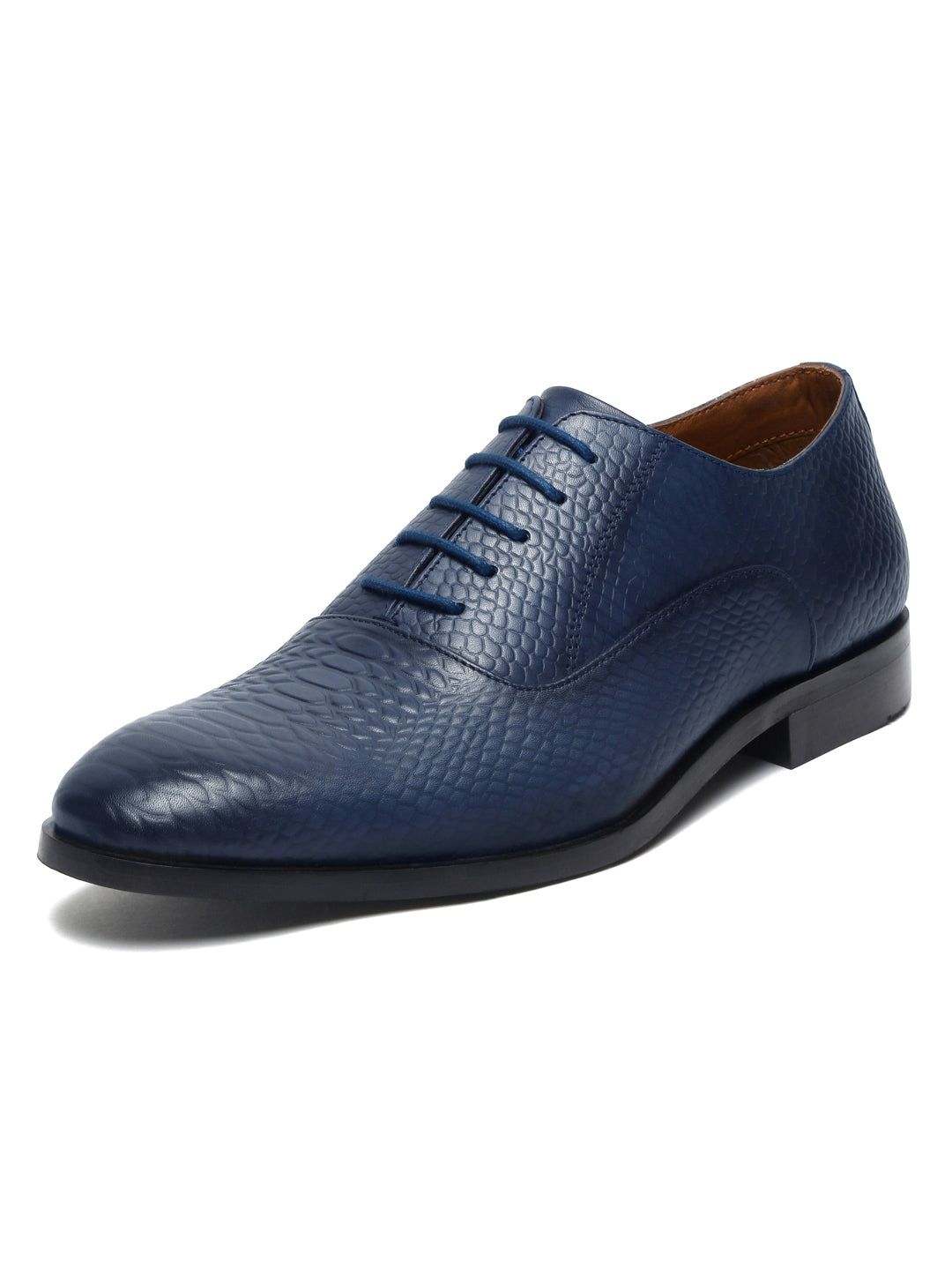 Federal Blue Handmade Premium Italian Leather Derby Shoes