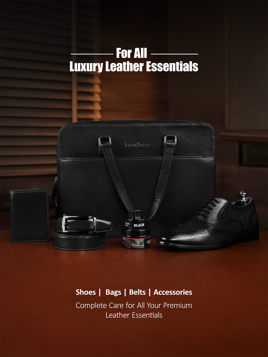 Black and Neutral Leather Shoe Cream with Applicator For Leather items