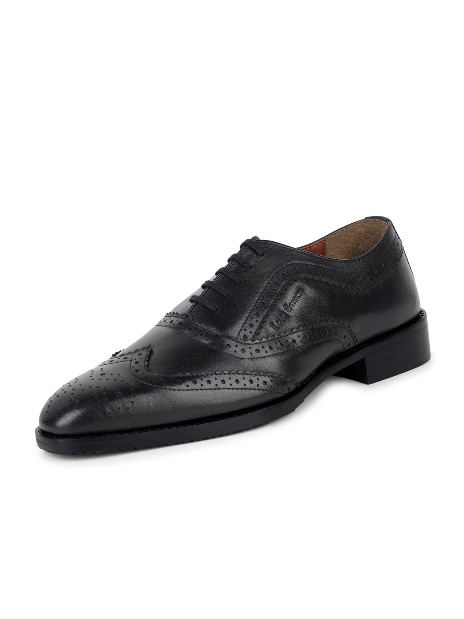 Jet Black Egyptian Crust Leather Brogue Style Comfortable Laceup Shoes