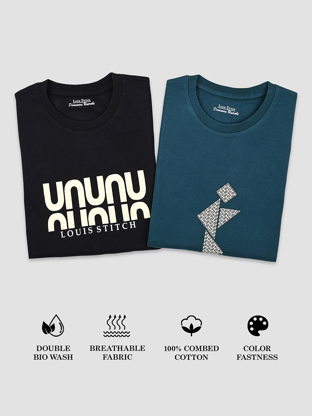 Men's Super Combed Cotton Regular Fit Pack of 2 Roundneck T-shirts