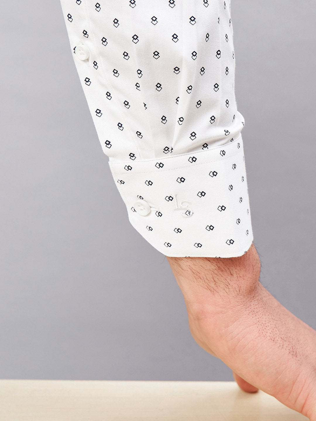 Regular Fit Formal Geometric White Shirt For Men