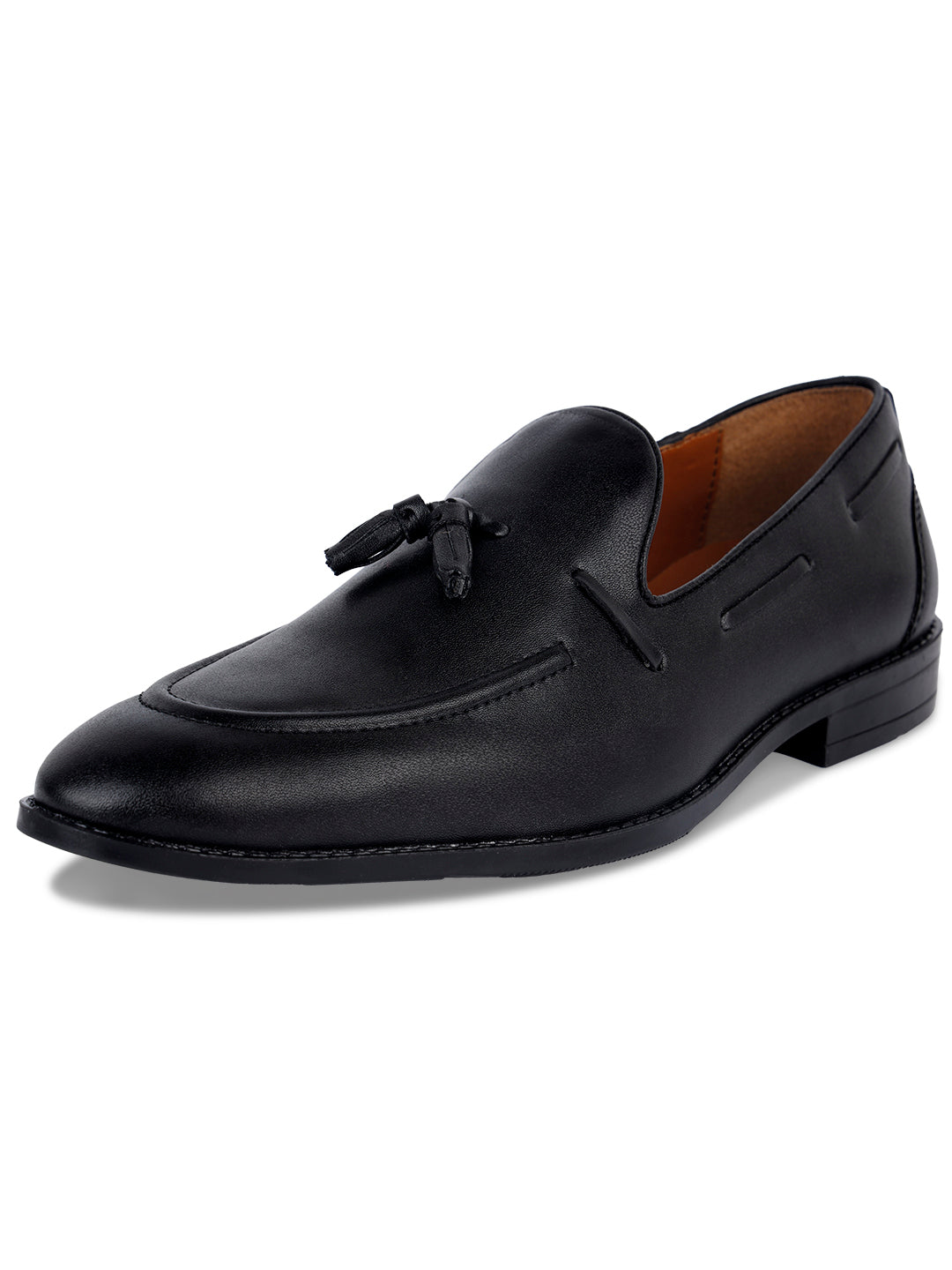 Jet Black Handcrafted Tassel Moccasins Slipons