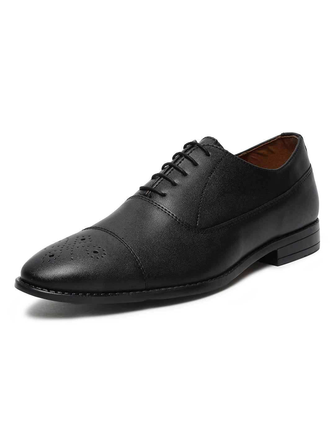 Obsidian Black Captoe Style Comfortable Laceups Shoes