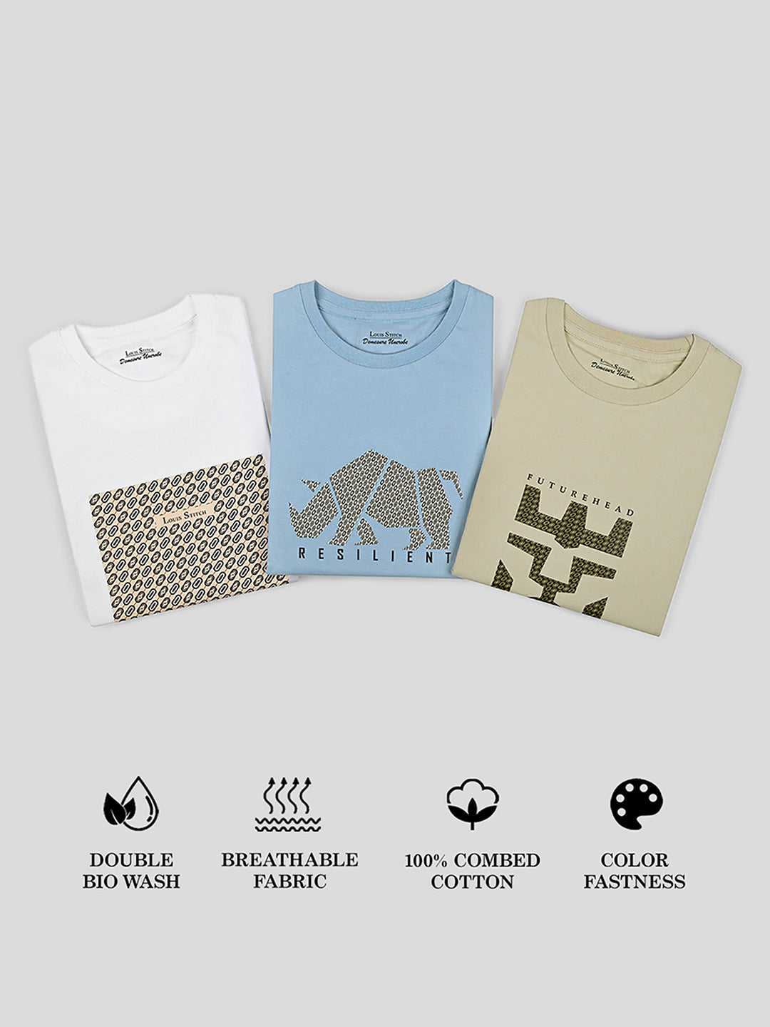 Men's Super Combed Cotton Regular Fit Pack of 3 Roundneck T-shirts