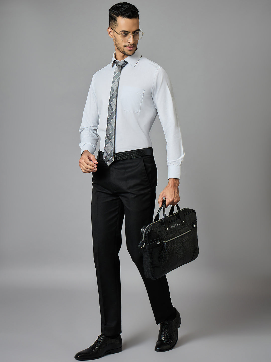 Men's Grey Full Sleeves Regular Fit Formal Shirt