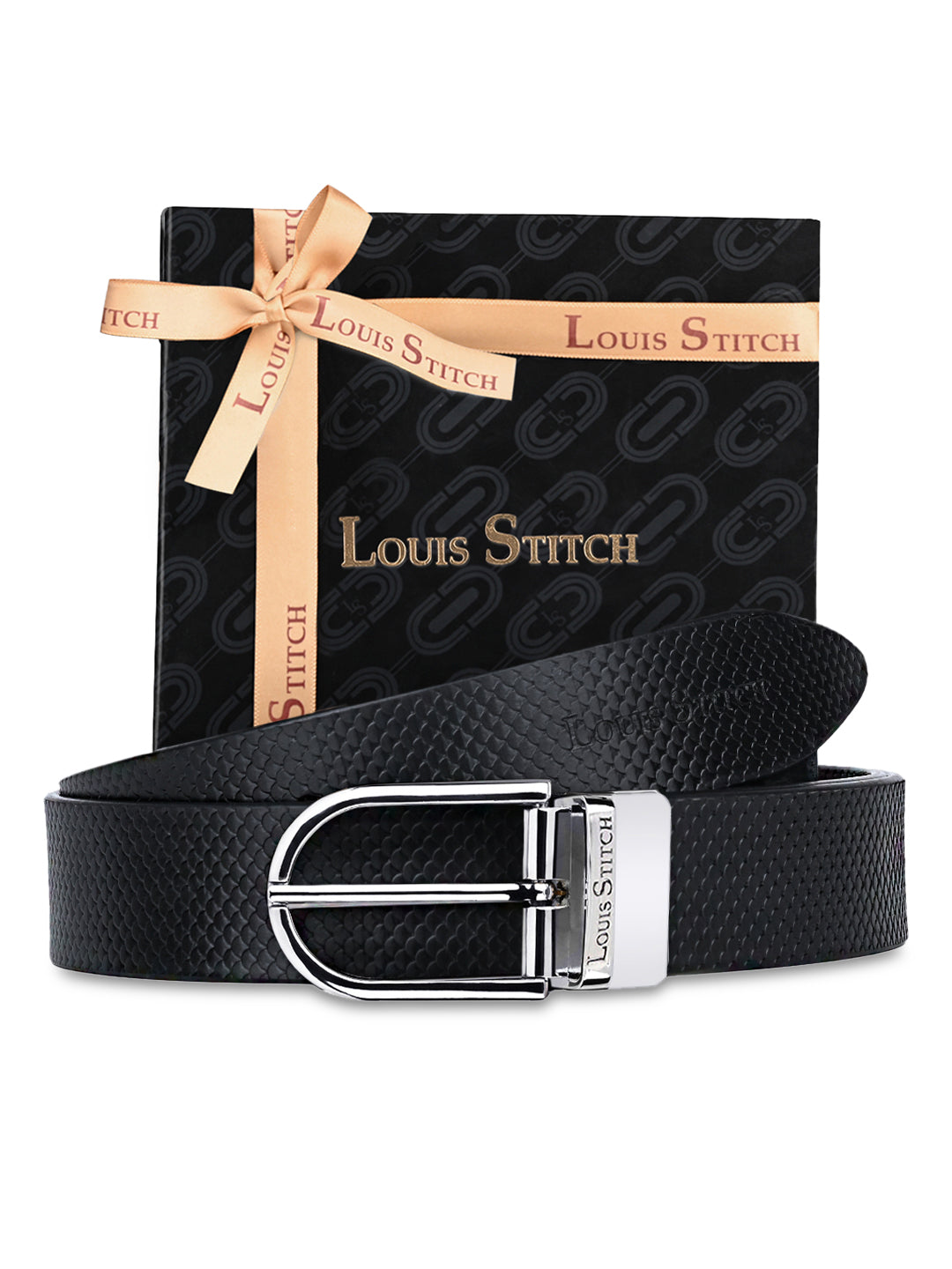 Men's Black & Brown Formal Italian Leather Reversible Belt For Men