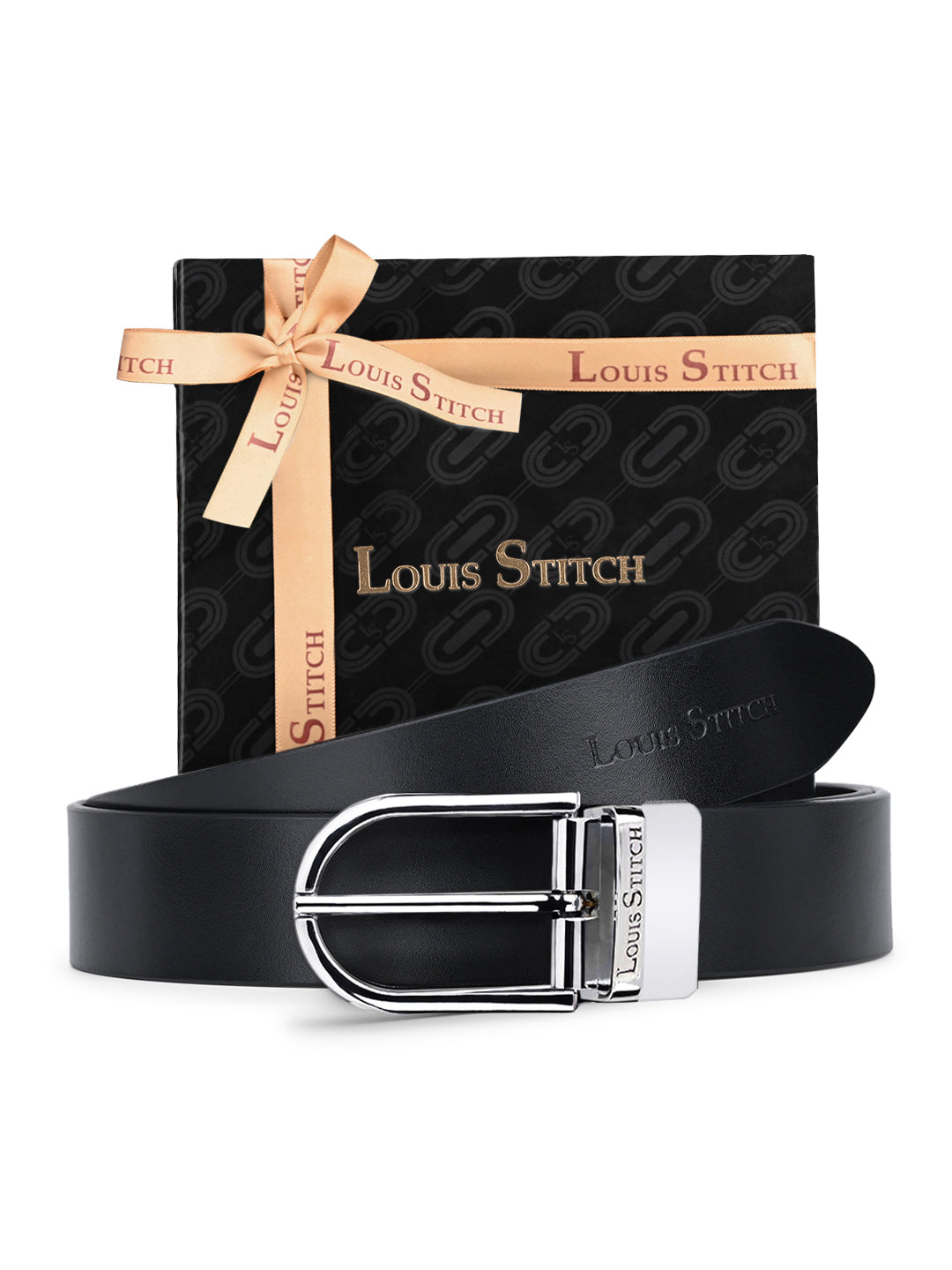 Men's Black & Brown Formal Italian Leather Reversible Belt For Men