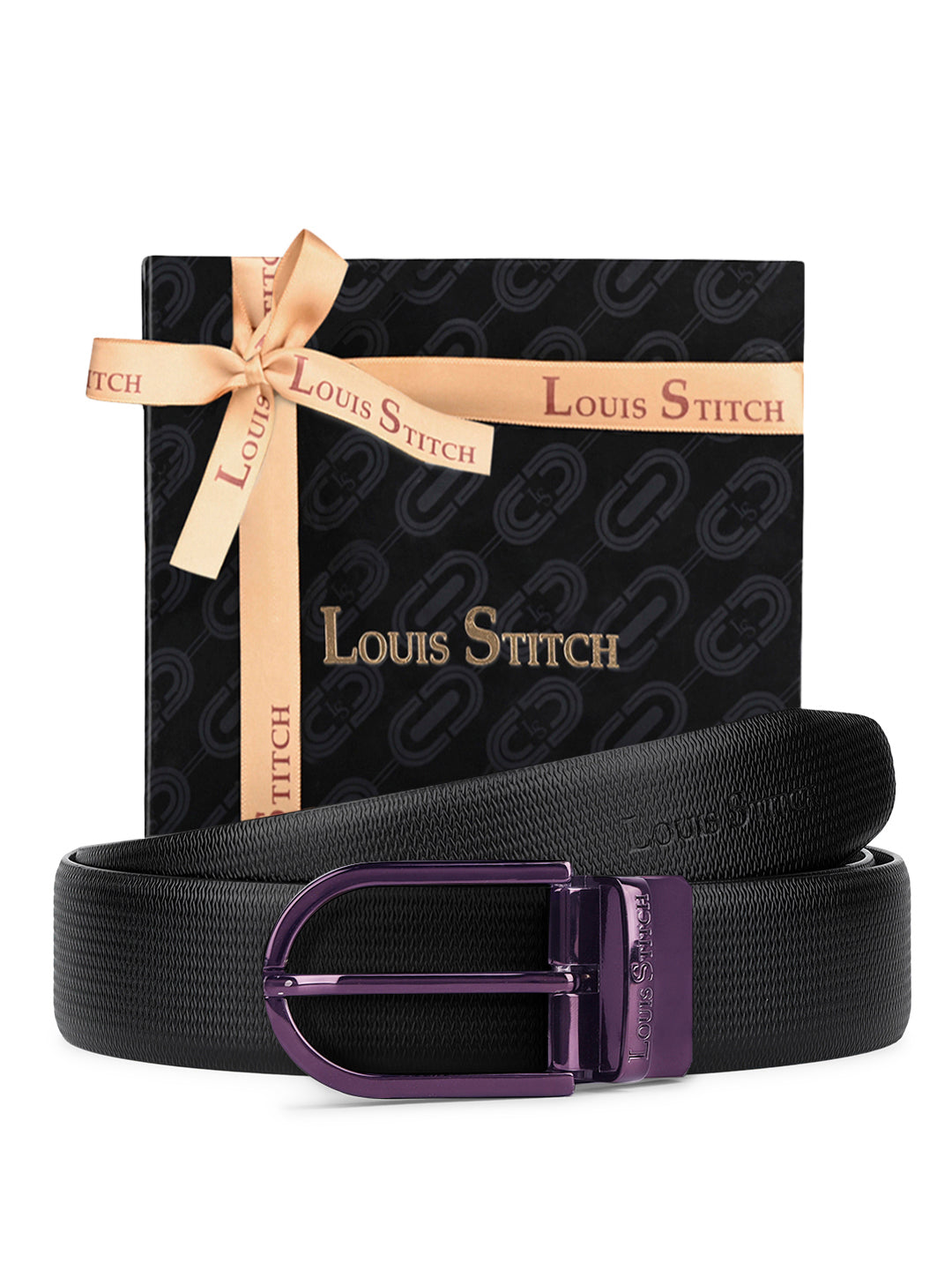Men's Black & Brown Formal Italian Leather Reversible Belt For Men