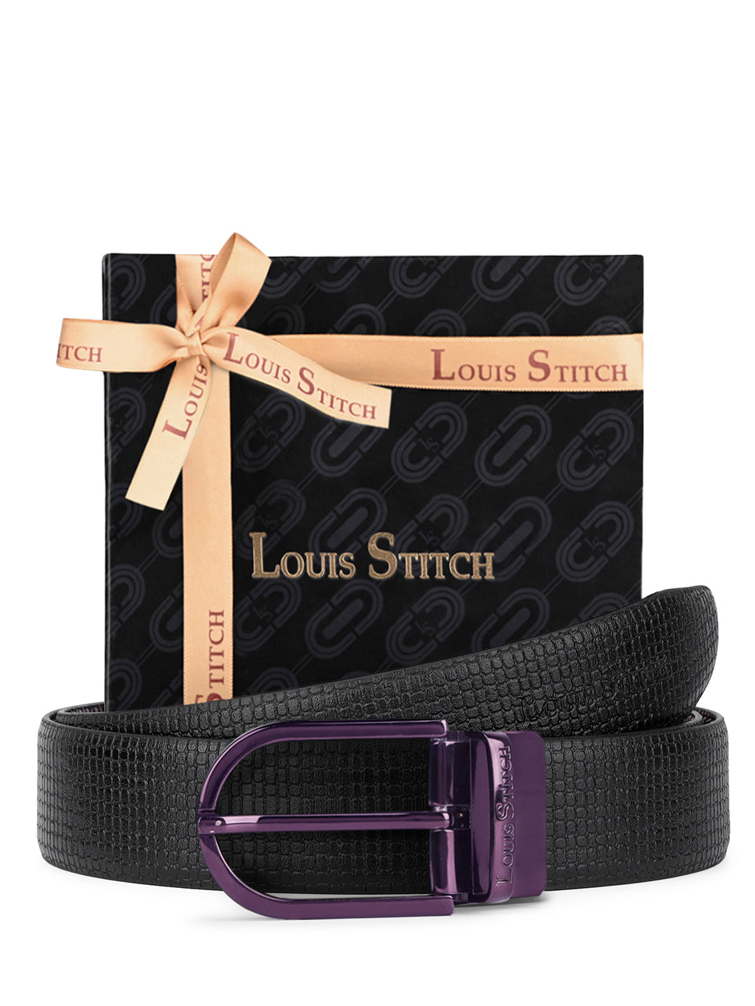 Men's Black & Brown Formal Italian Leather Reversible Belt For Men