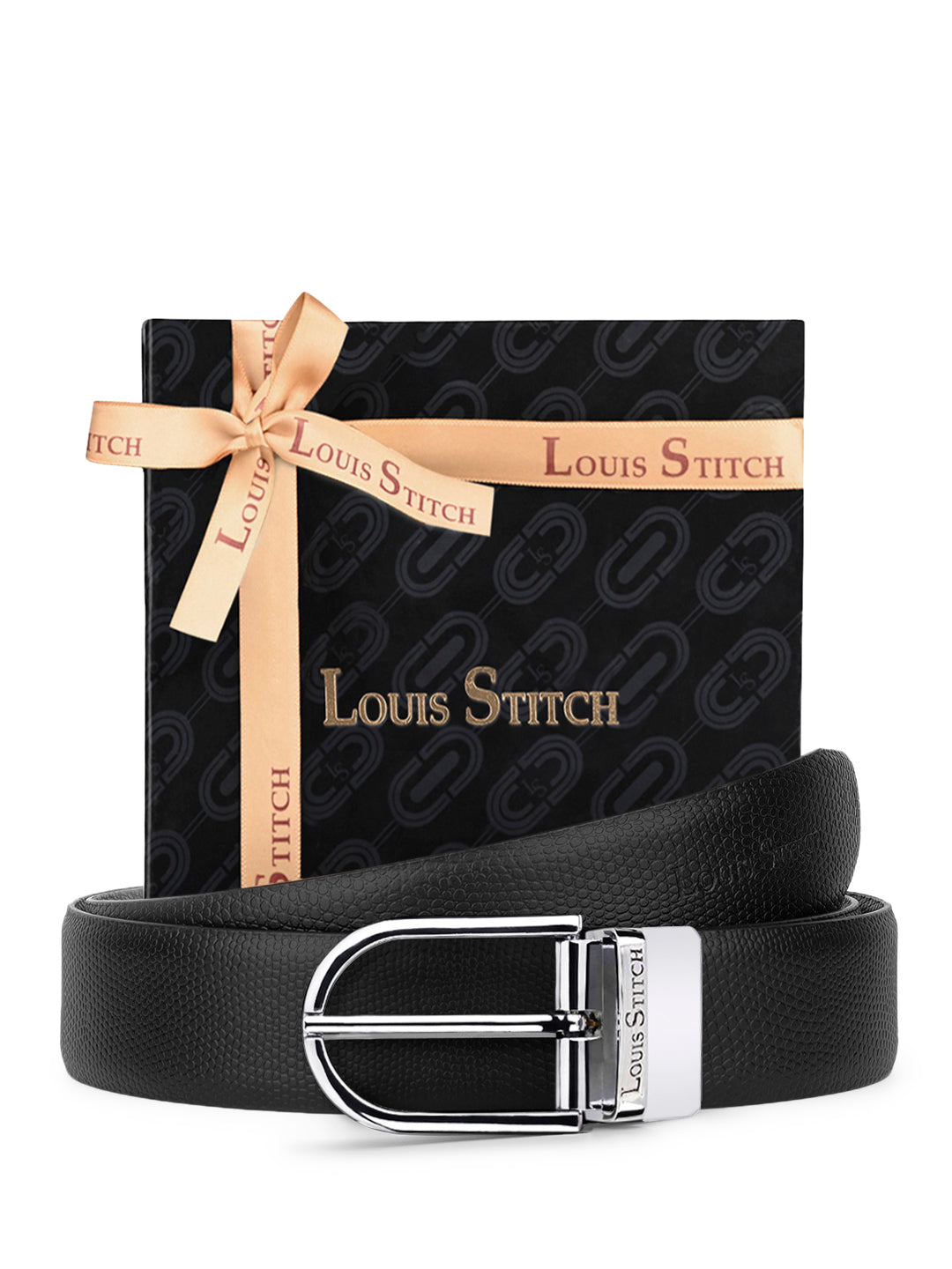 Men's Black & Brown Formal Italian Leather Reversible Belt For Men
