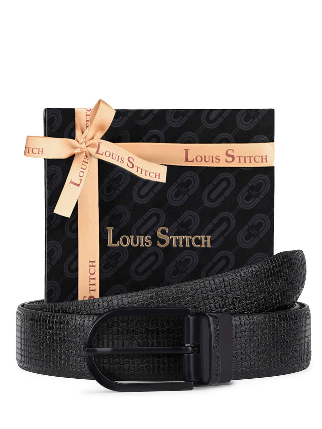 Men's Black & Brown Formal Italian Leather Reversible Belt For Men