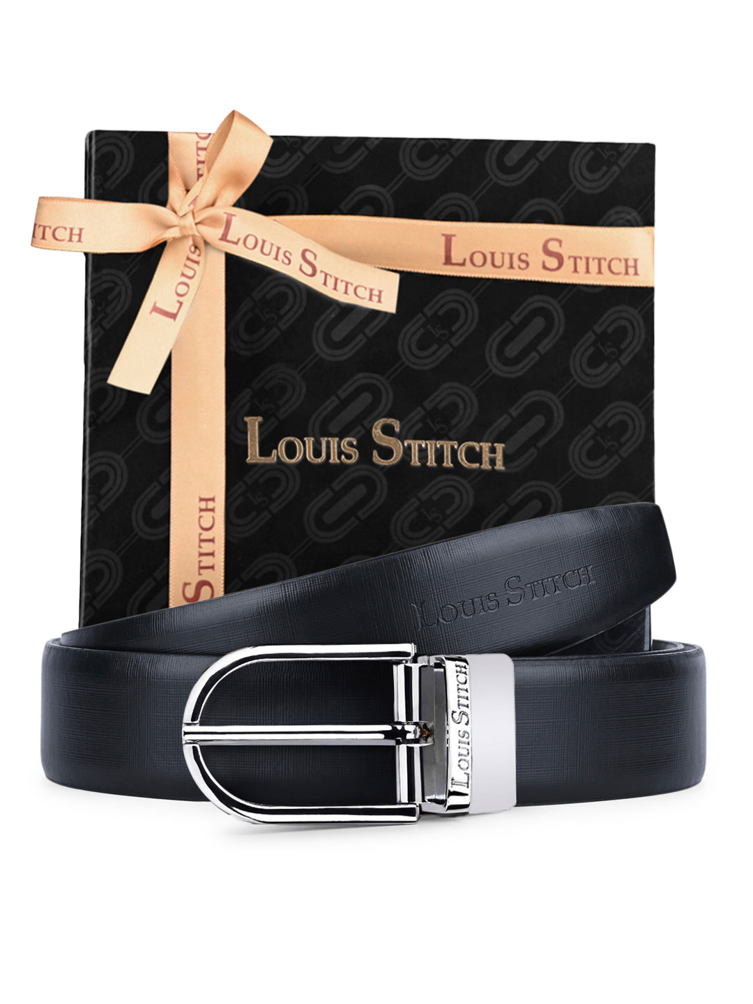 Men's Black & Brown Formal Italian Leather Reversible Belt For Men