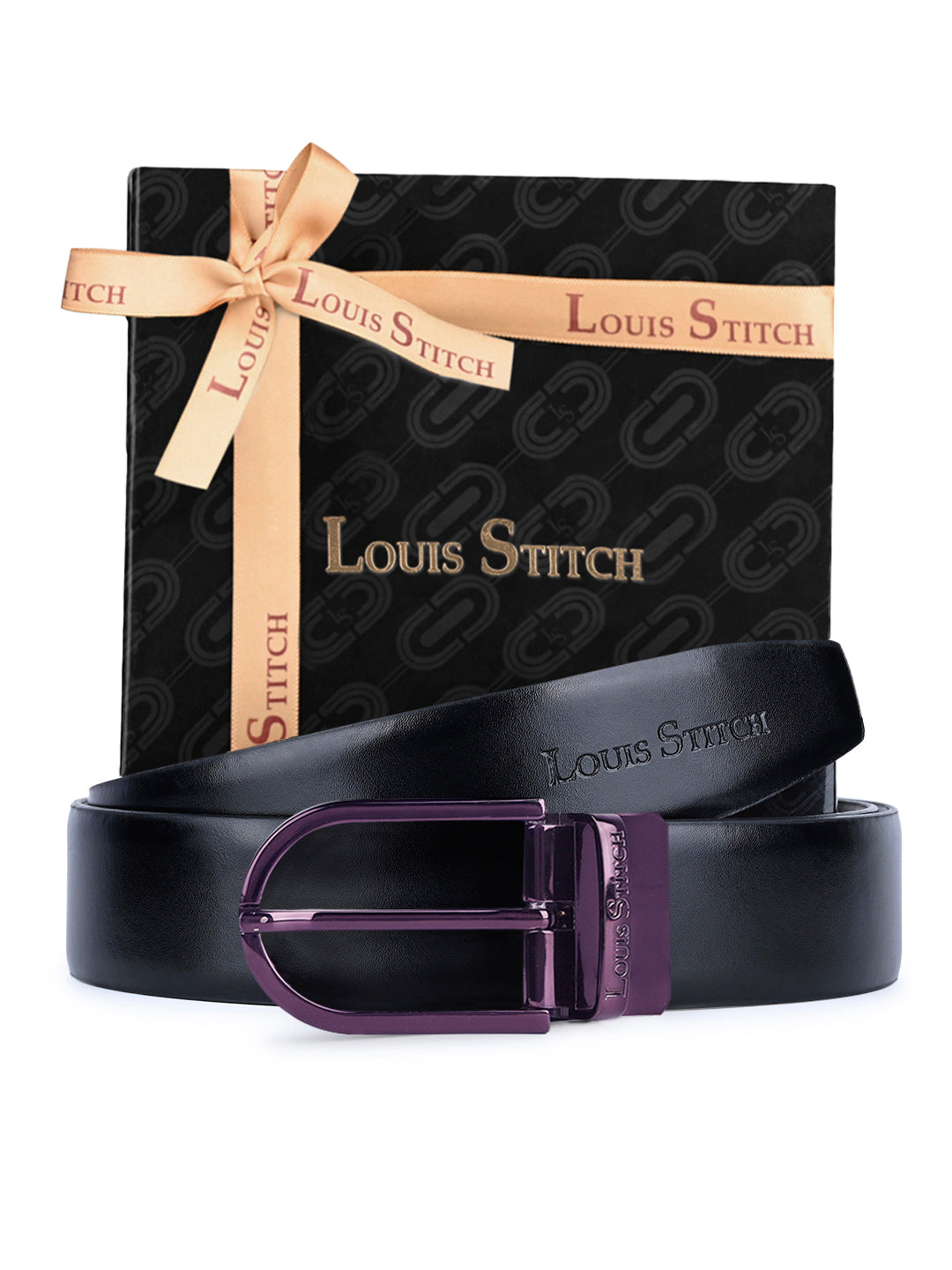 Men's Black & Brown Formal Italian Leather Reversible Belt For Men