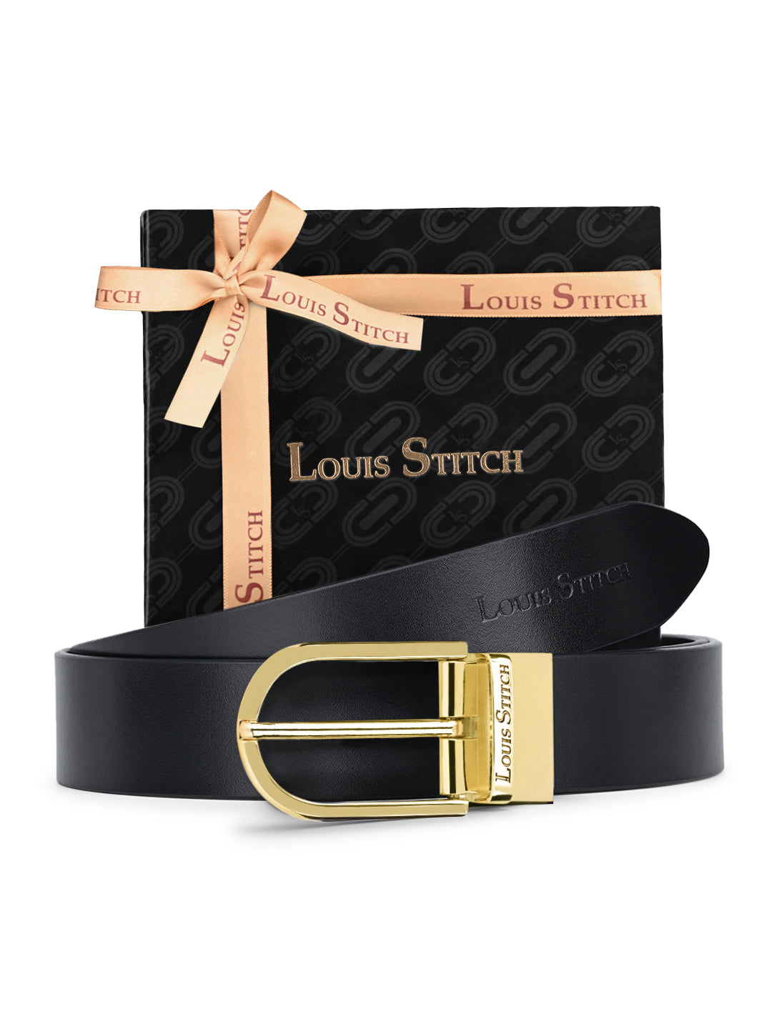 Men's Black & Brown Formal Italian Leather Reversible Belt For Men