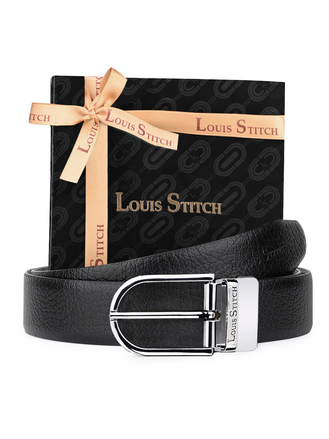 Men's Black & Brown Formal Italian Leather Reversible Belt For Men
