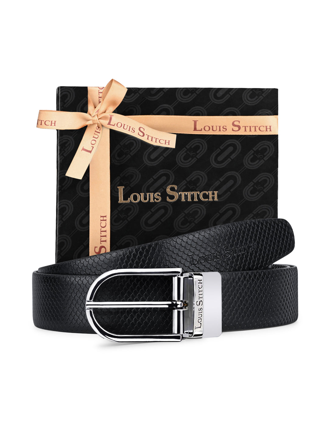 Men's Black & Brown Formal Italian Leather Reversible Belt For Men