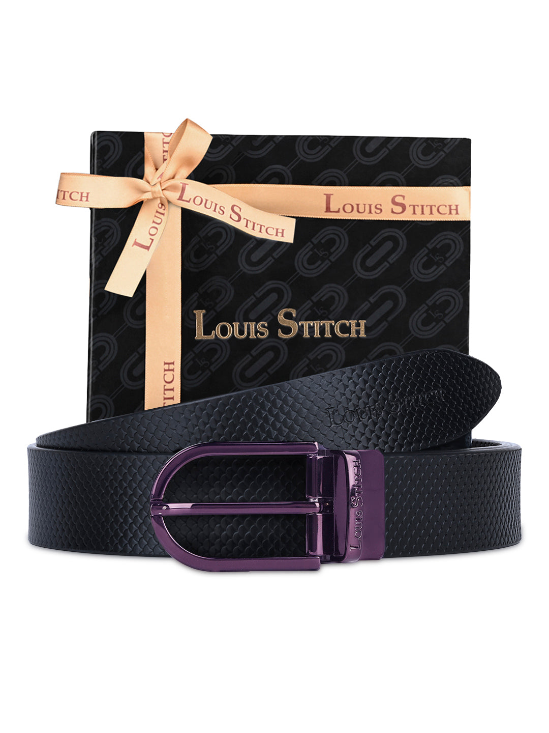 Men's Black & Brown Formal Italian Leather Reversible Belt For Men