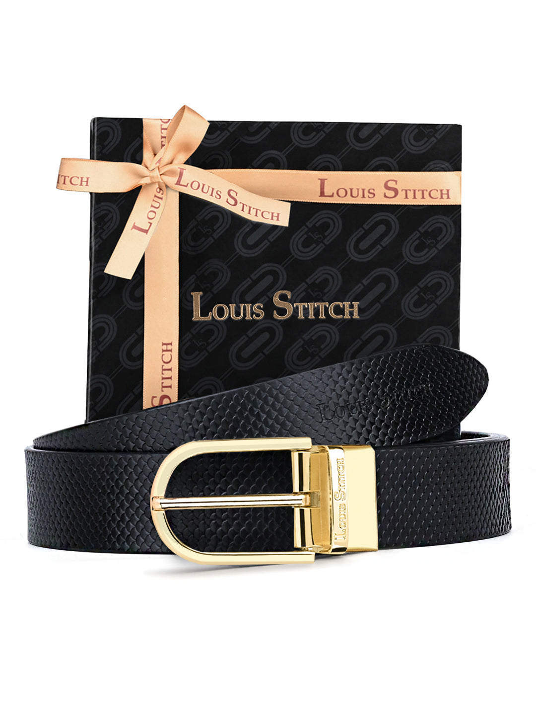 Men's Black & Brown Formal Italian Leather Reversible Belt For Men