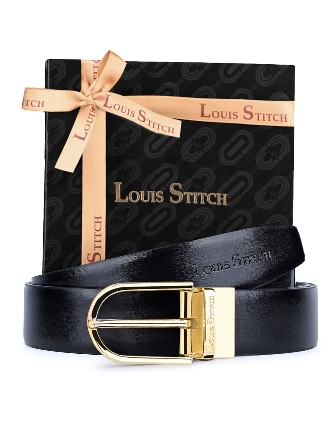 Men's Black & Brown Formal Italian Leather Reversible Belt For Men