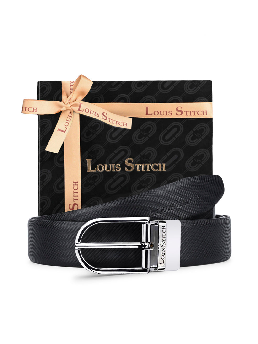 Men's Black & Brown Formal Italian Leather Reversible Belt For Men
