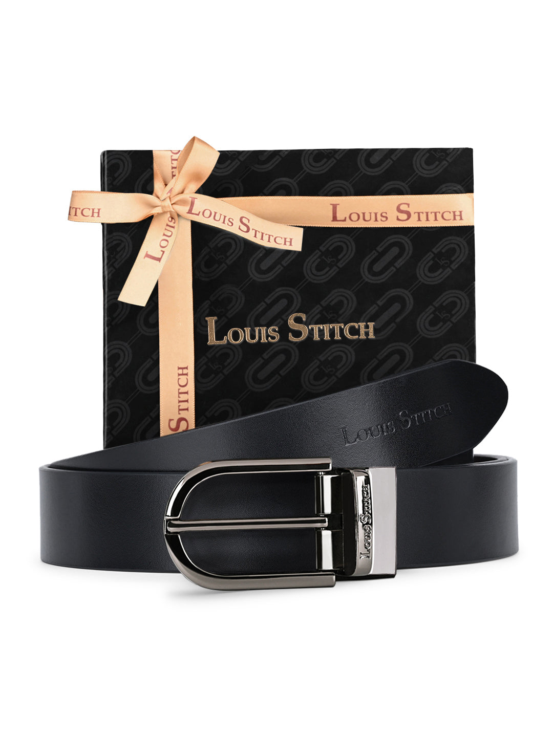 Men's Black & Brown Formal Italian Leather Reversible Belt For Men