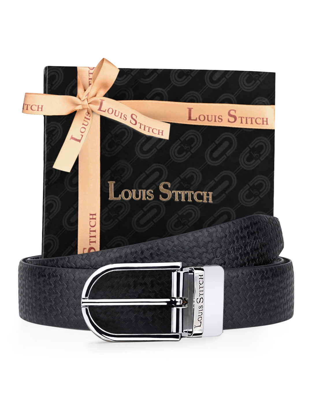 Men's Black & Brown Formal Italian Leather Reversible Belt For Men
